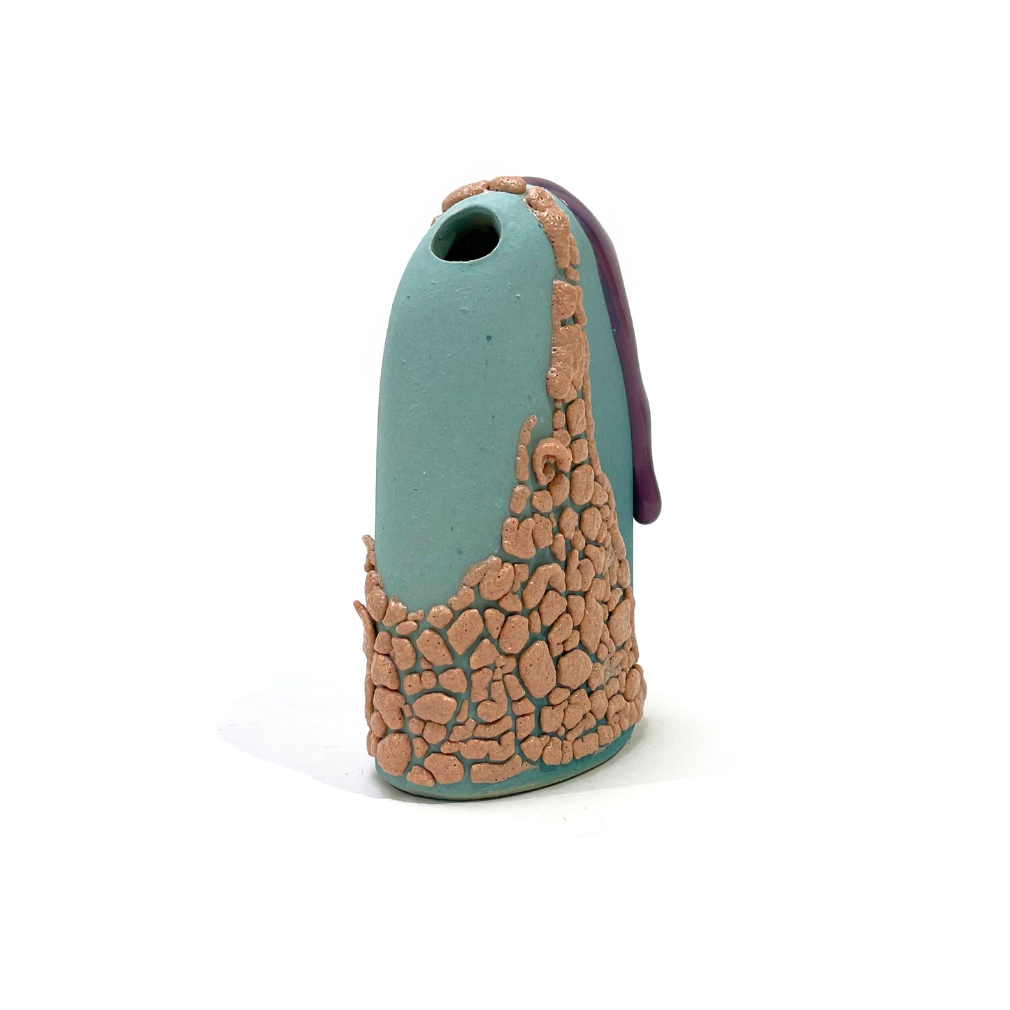 Bud Vase, Hump (Turquoises/Peach/Purples)