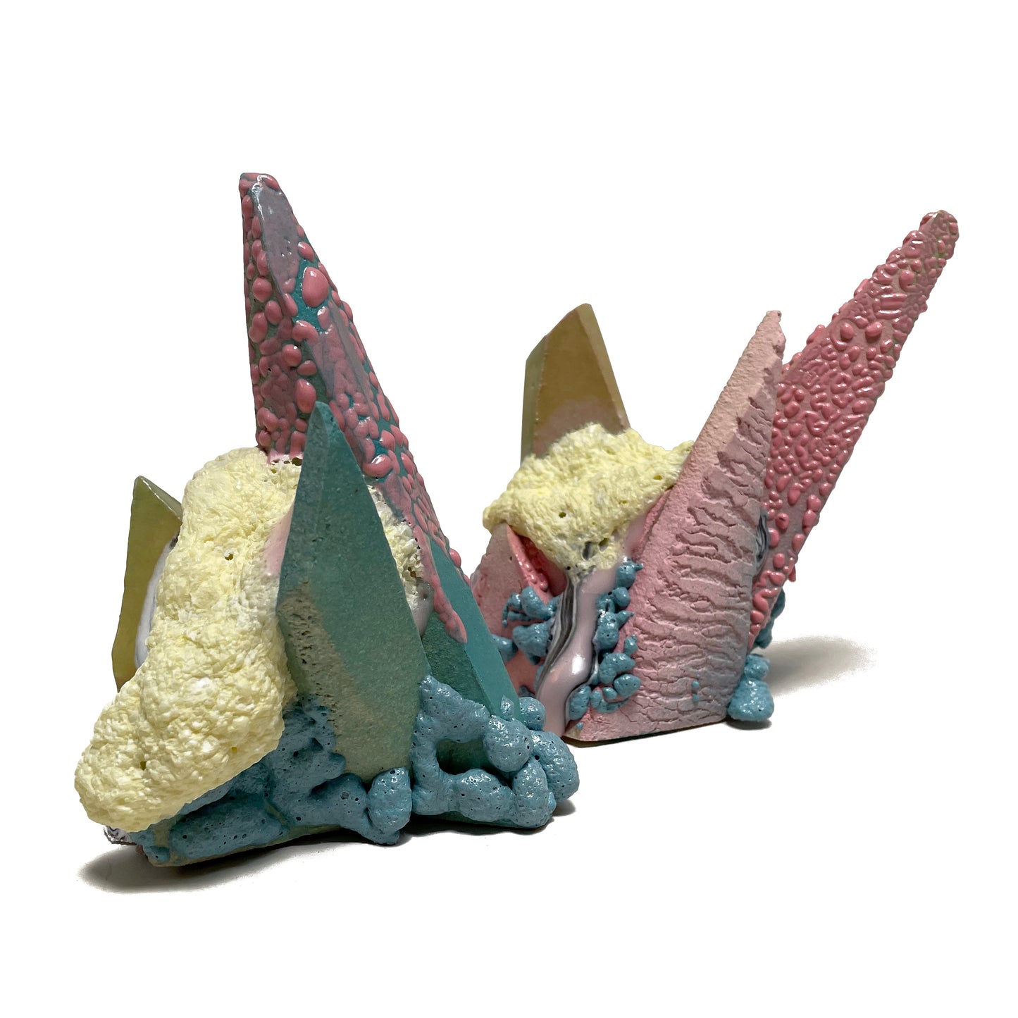 Crystal Sculpture Pair (Pink/Turquoise/Chartreuse)