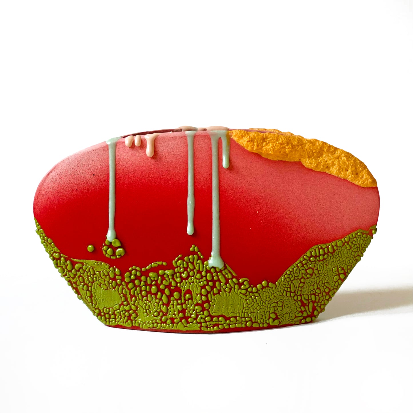 Oval Vase, Large (Red/Pastel Orange/Pastel Turquoise/Lime)
