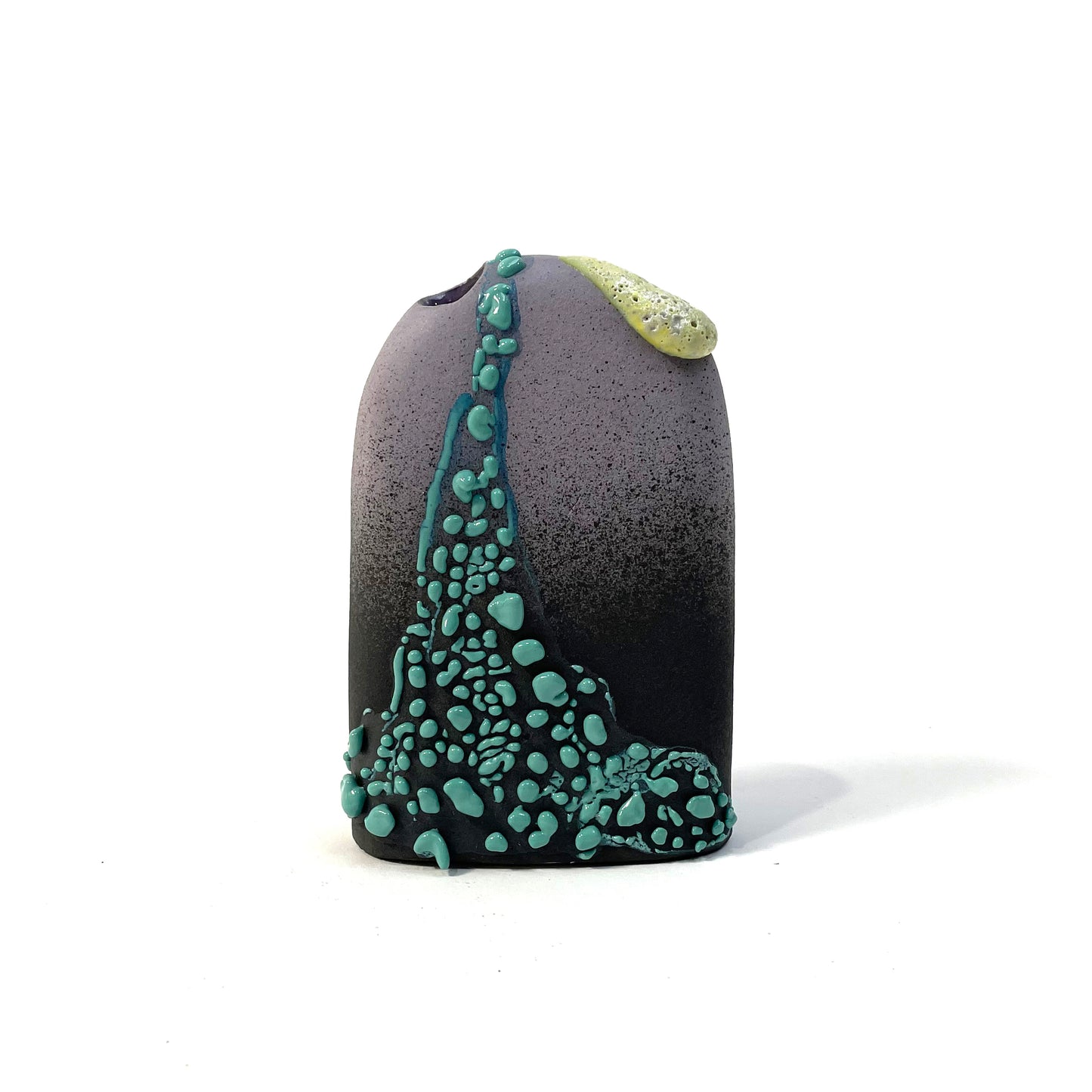 Bud Vase, Hump (Violet/Black/Turquoise/Yellow Foam)
