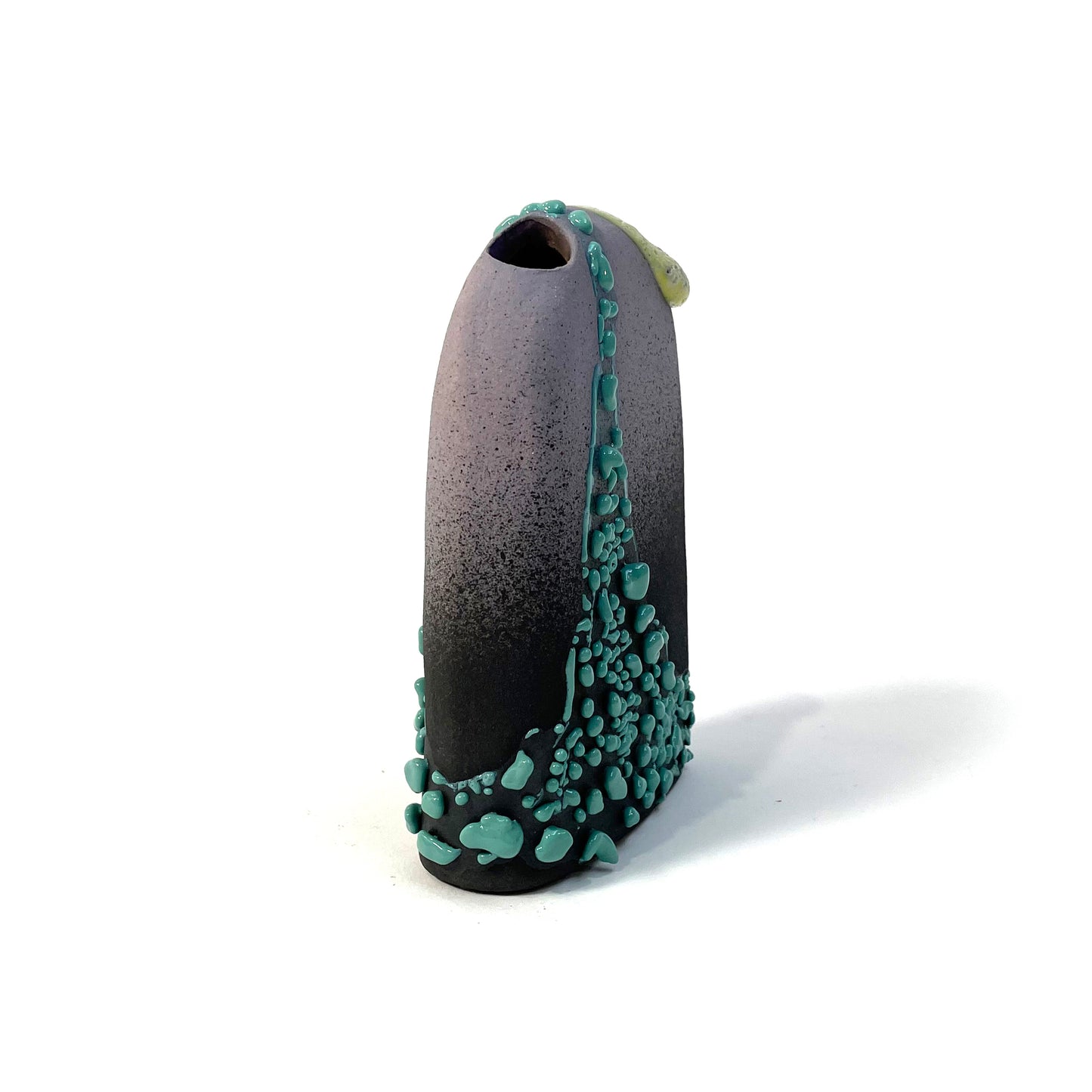 Bud Vase, Hump (Violet/Black/Turquoise/Yellow Foam)