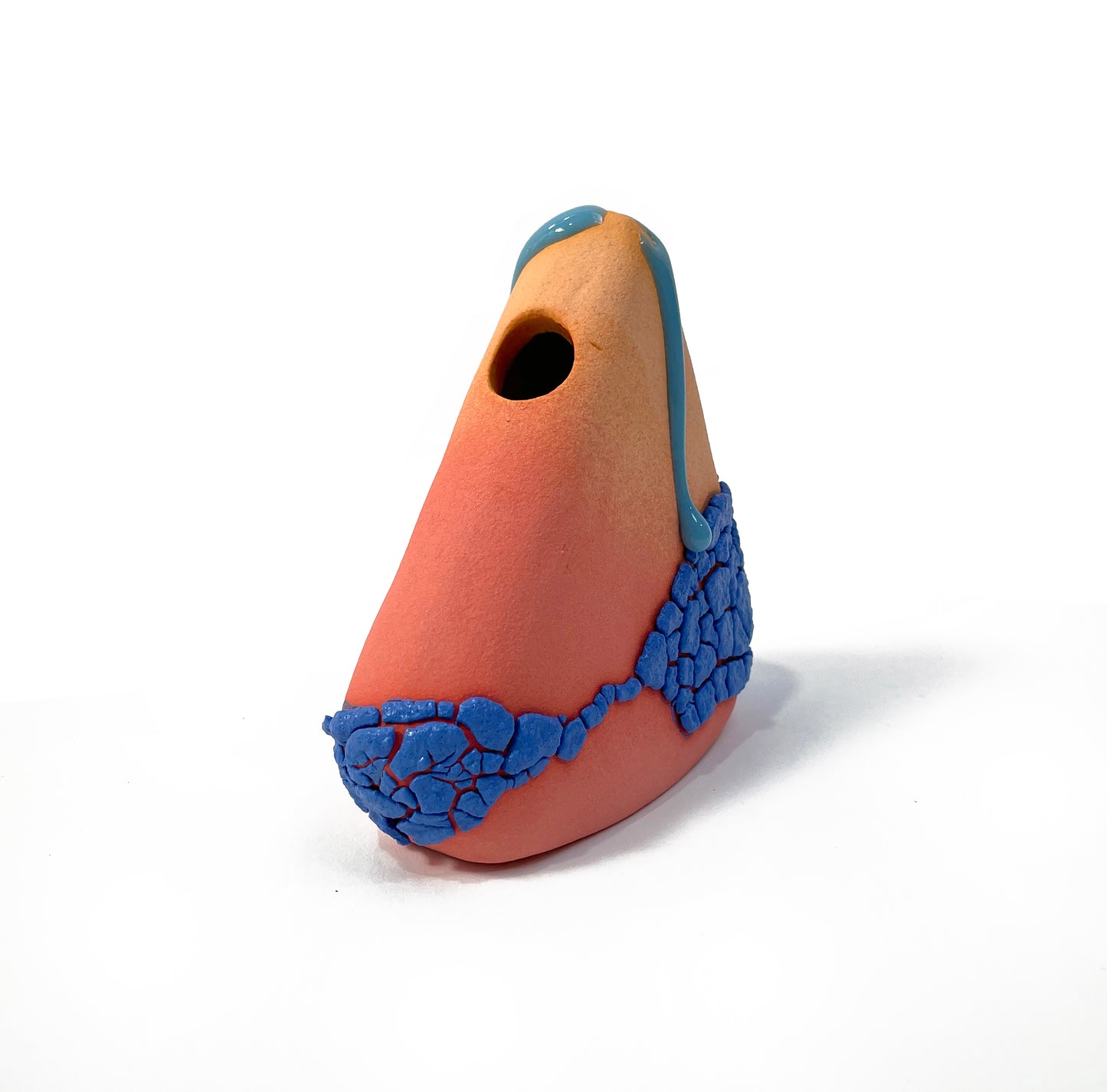 Bud Vase, Triangle (Blues/Salmon/Mandarin)