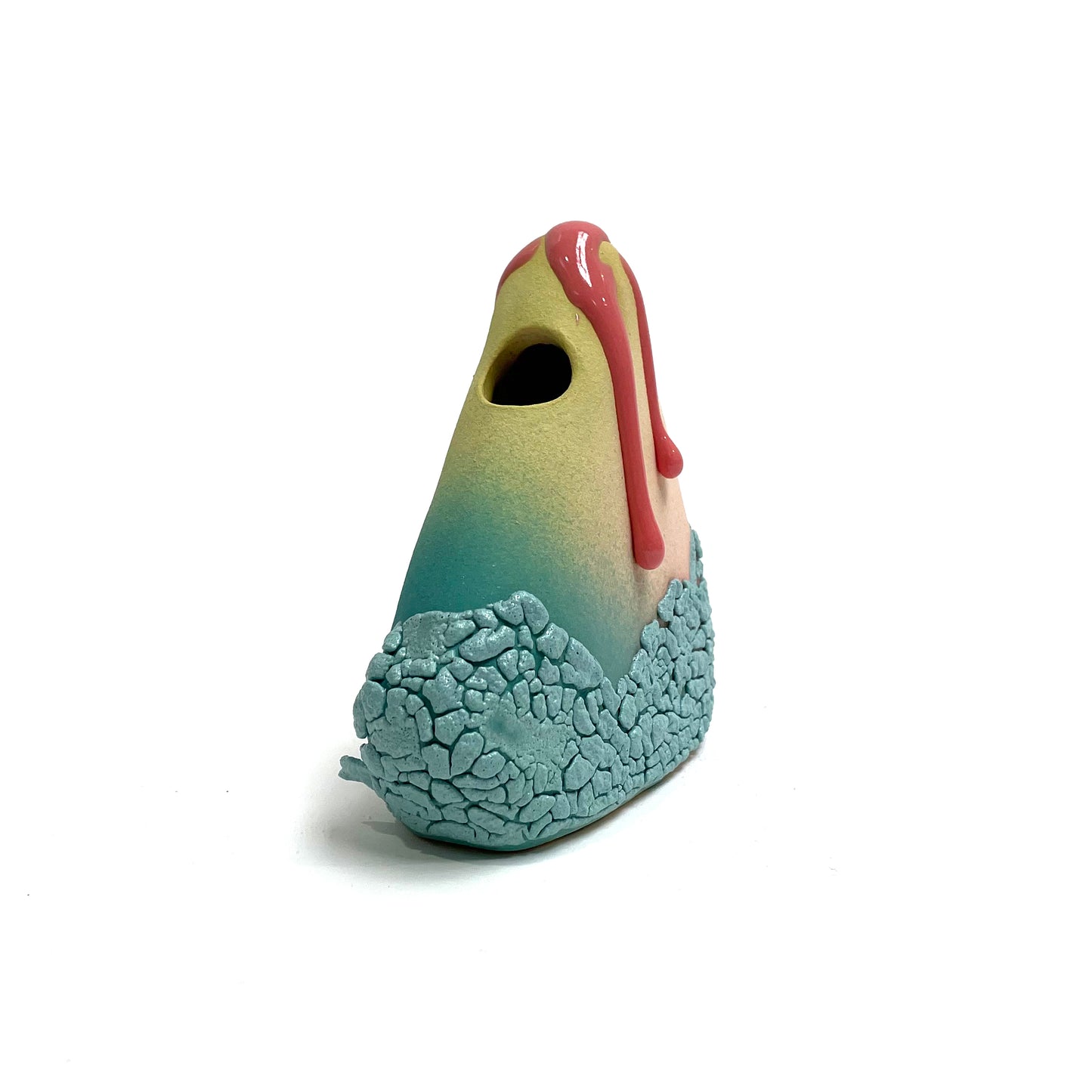 Bud Vase, Triangle (Turquoise/Chartreuse/Pink)