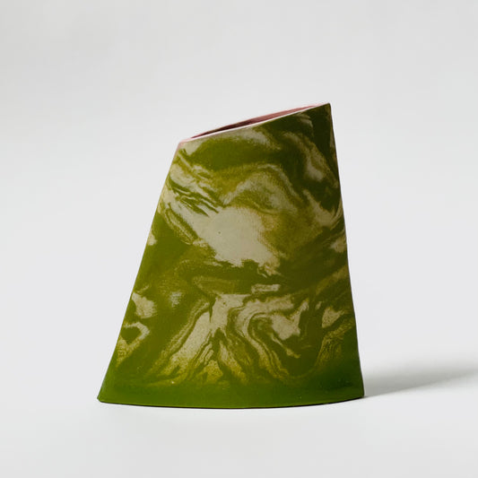 Angle Vase, Medium (Marbled Lime/Pink/Lime)