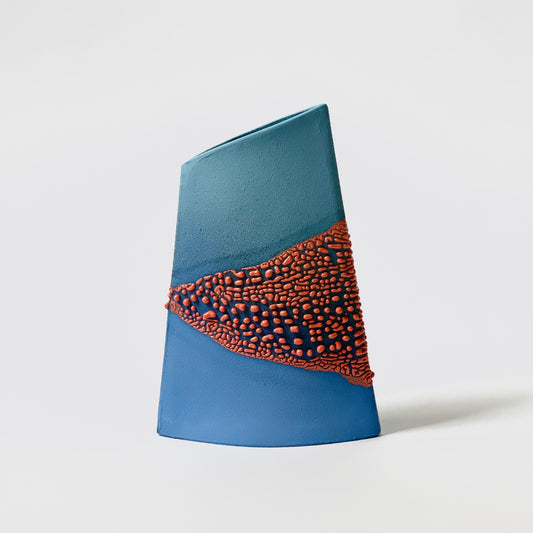 Angle Vase, Small (Blues/Orange)
