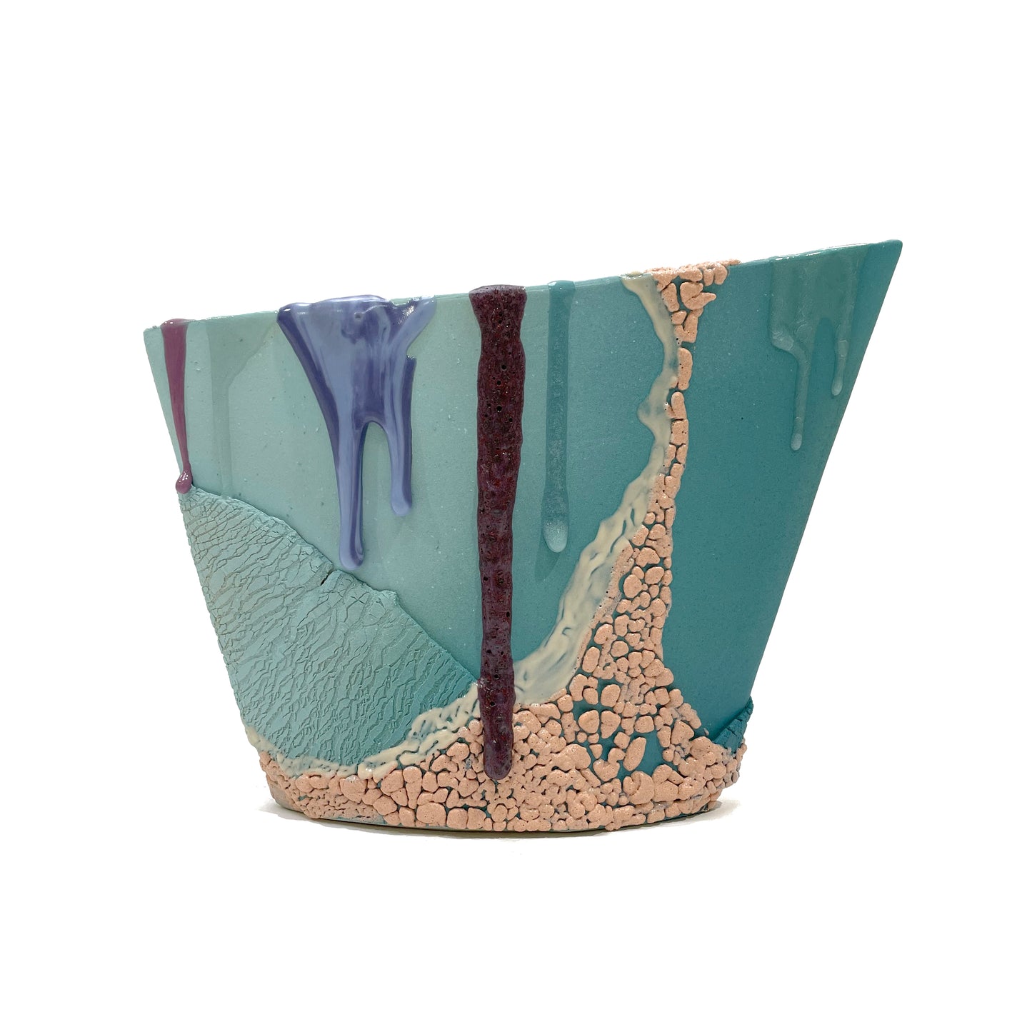 Angle Vase, Large (Turquoise/Peach/Purples)