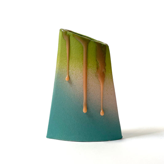 Angle Vase (Small), Teal/Lime/Pink/Nacho Cheese