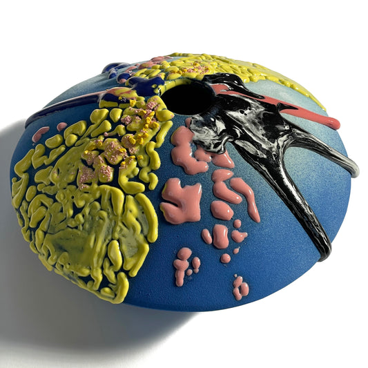 Saucer Vase, Medium (Blue/Pink/Yellow)