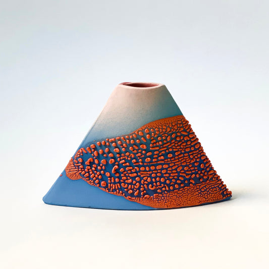 Volcano Vase, Small (Blue/Pinks/Orange)