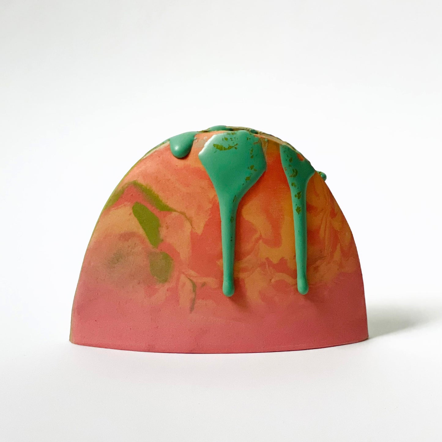 Hump Vase, Small (Marbled Pink/Orange, Greens)
