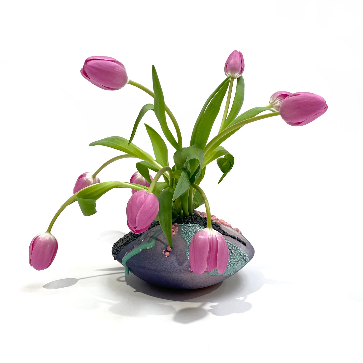 Saucer Vase, Medium (Purple/Black/Turquoise/Pink)