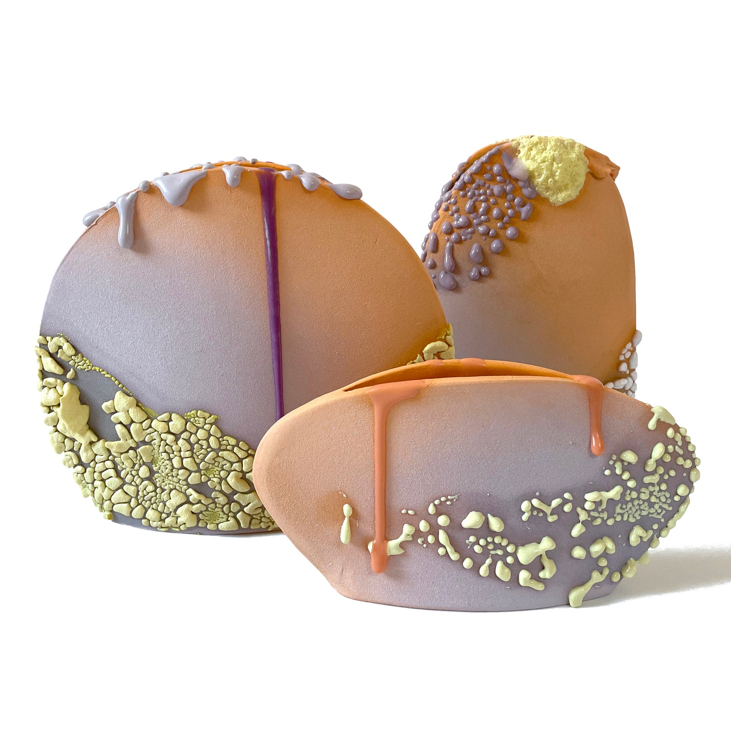 Circle Vase, Medium (Tangerine/Lavender/Pale Yellow)
