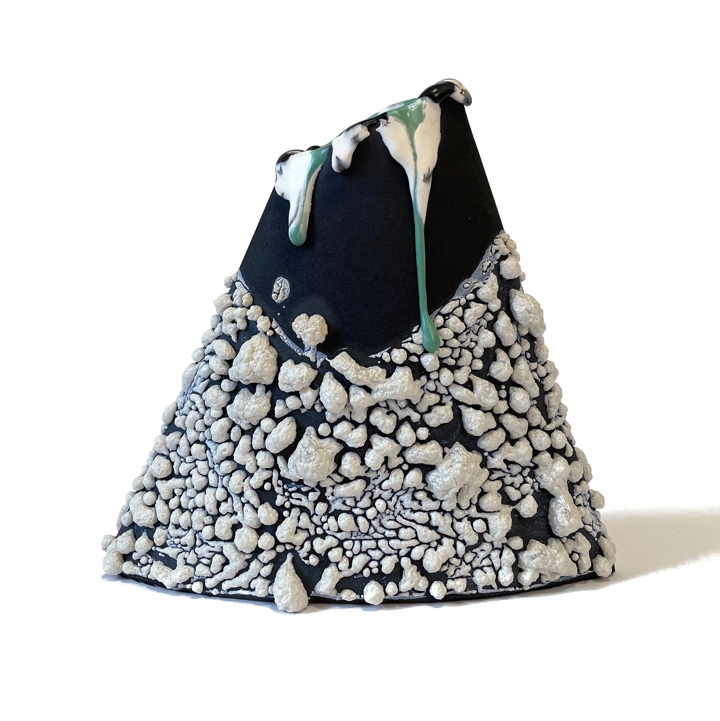 Angle Vase, Medium (Black/White/Teal)