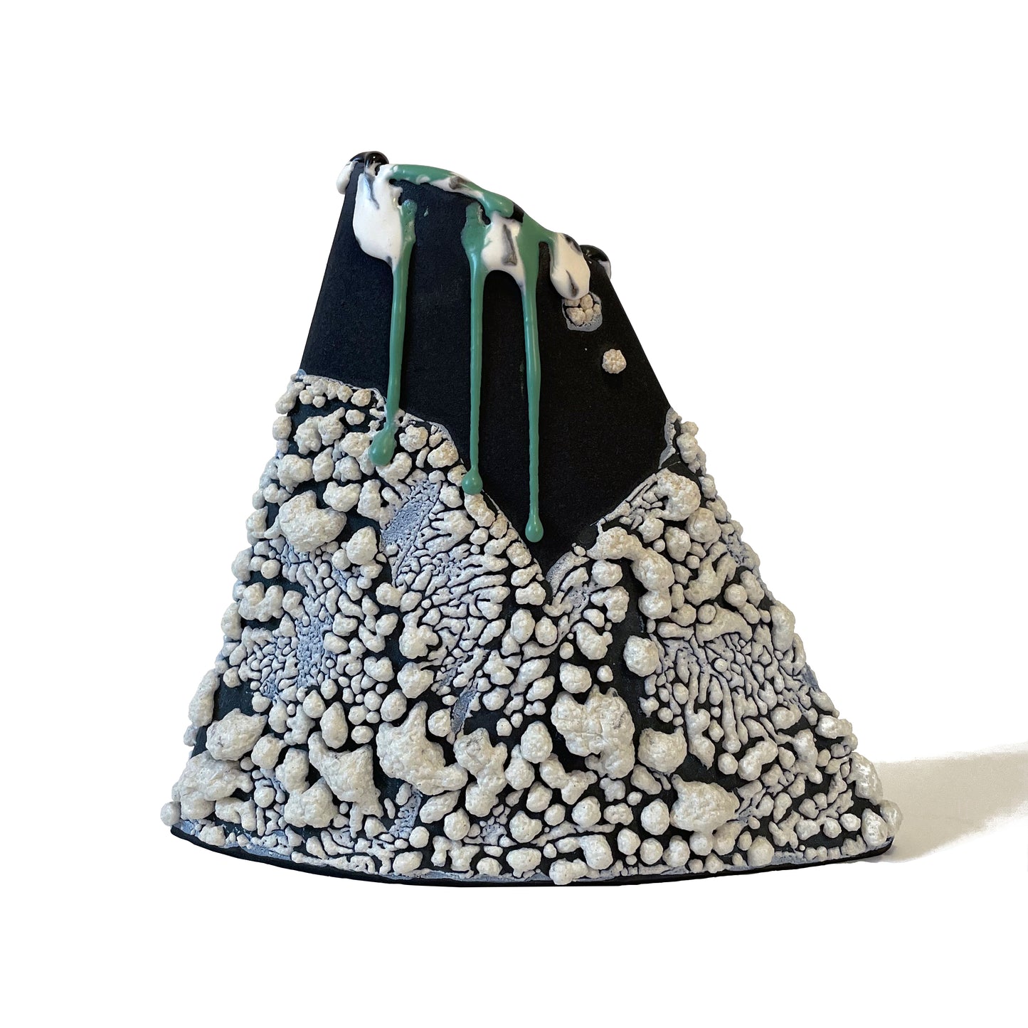 Angle Vase, Medium (Black/White/Teal)