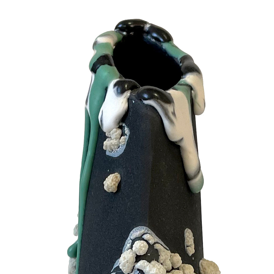 Angle Vase, Medium (Black/White/Teal)