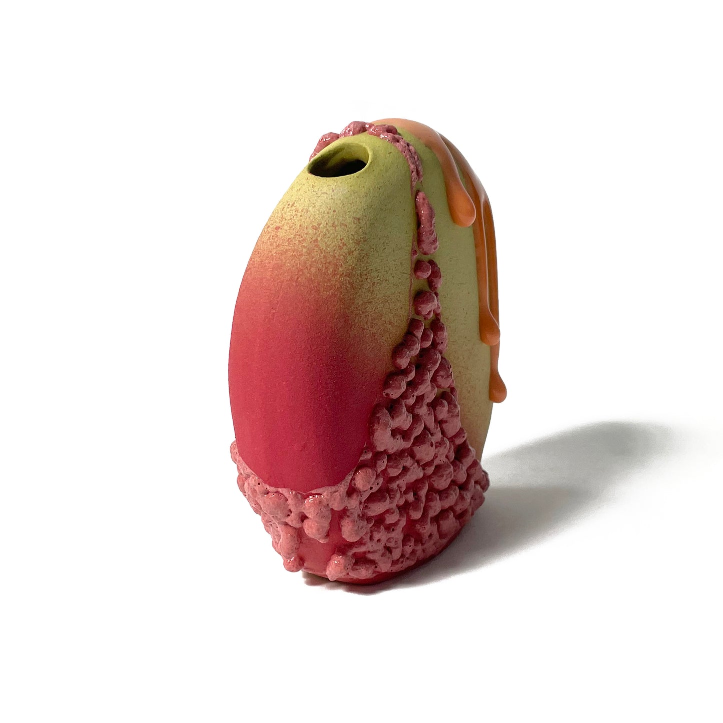 Bud Vase, Circle (Chartreuse/Rose/Oranges)