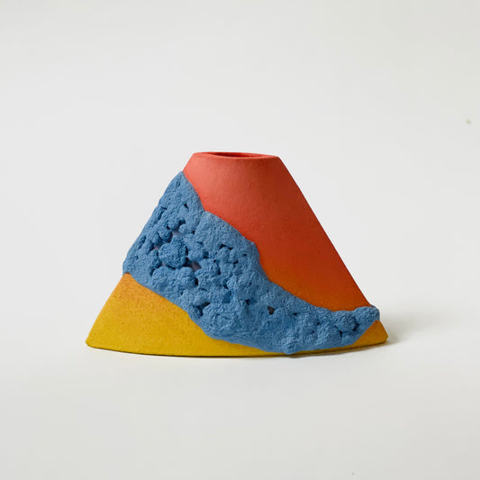 Volcano Vase, Small (Salmon/Yellow/Blue)