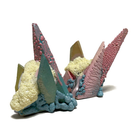 Crystal Sculpture Pair (Pink/Turquoise/Chartreuse)