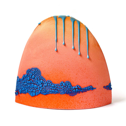 Hump Vase, Large (Salmon/Tangerine/Blues)