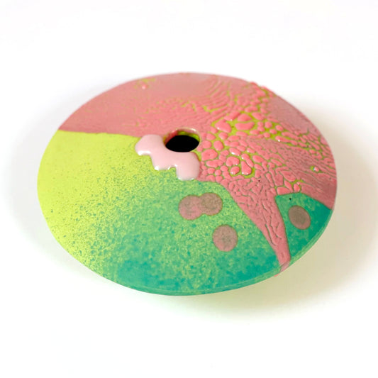 Saucer Vase, Medium (Pinks/Lime/Turquoise)