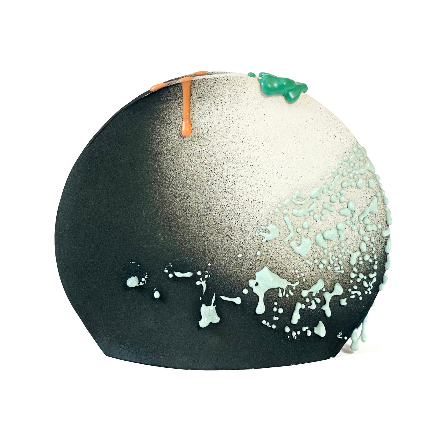 Circle Vase, Medium (Black/White/Teal/Pastel Orange)