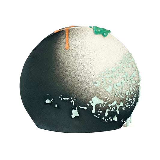 Circle Vase, Medium (Black/White/Teal/Pastel Orange)