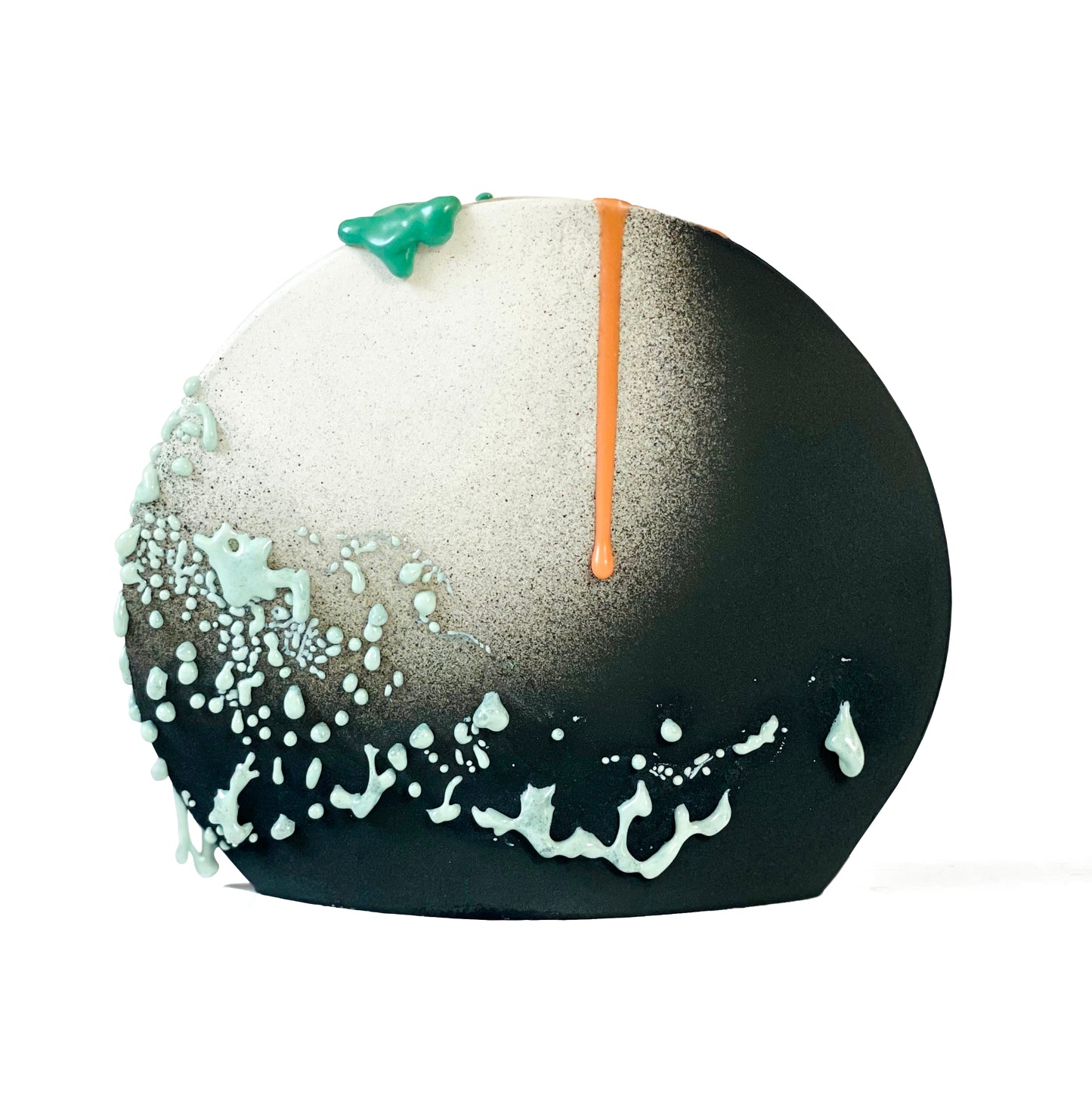 Circle Vase, Medium (Black/White/Teal/Pastel Orange)
