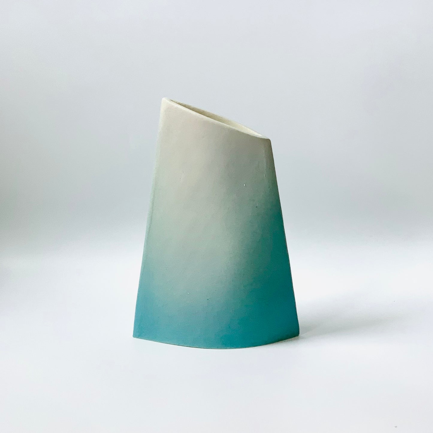 Angle Vase (Large), (Turquoise/Ice)