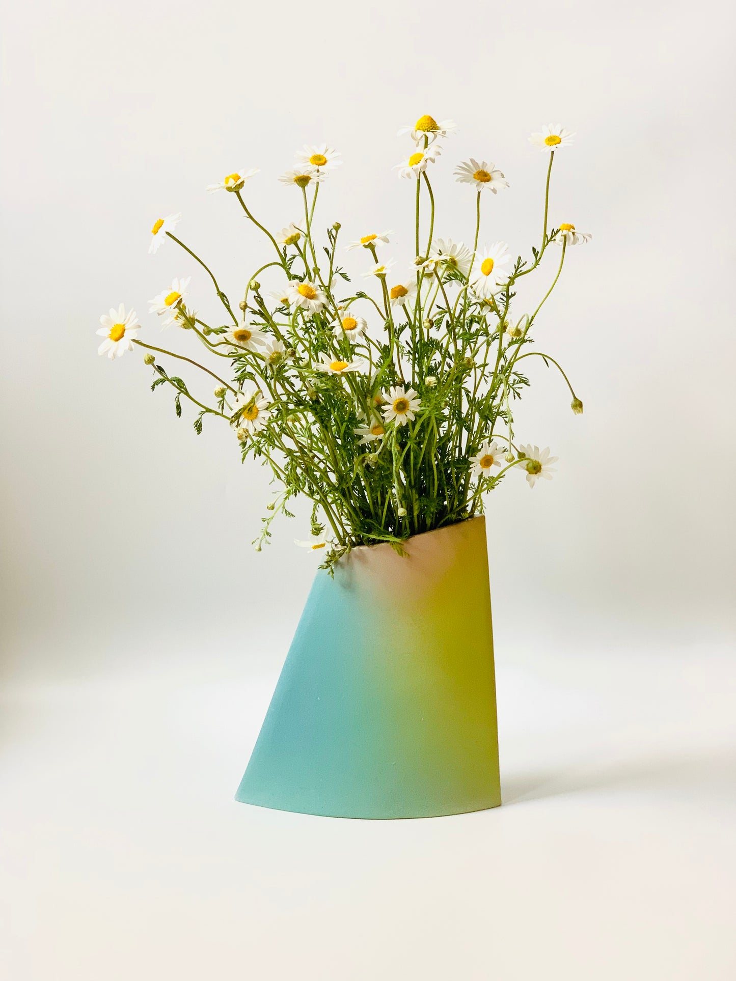 Angle Vase, Medium (Teal/Chartreuse/Pink 1)