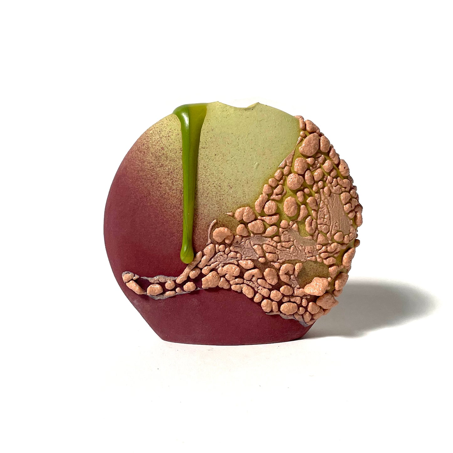 Bud Vase, Circle (Maroon/Chartreuse/Peach)