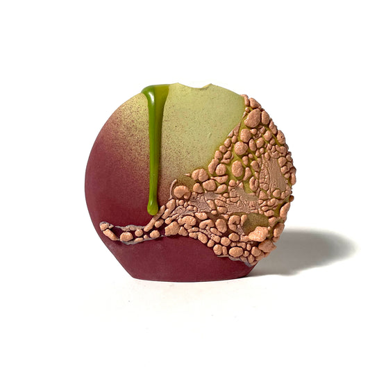 Bud Vase, Circle (Maroon/Chartreuse/Peach)