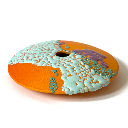 Saucer Vase, Large (Orange/Purple/Turquoises)