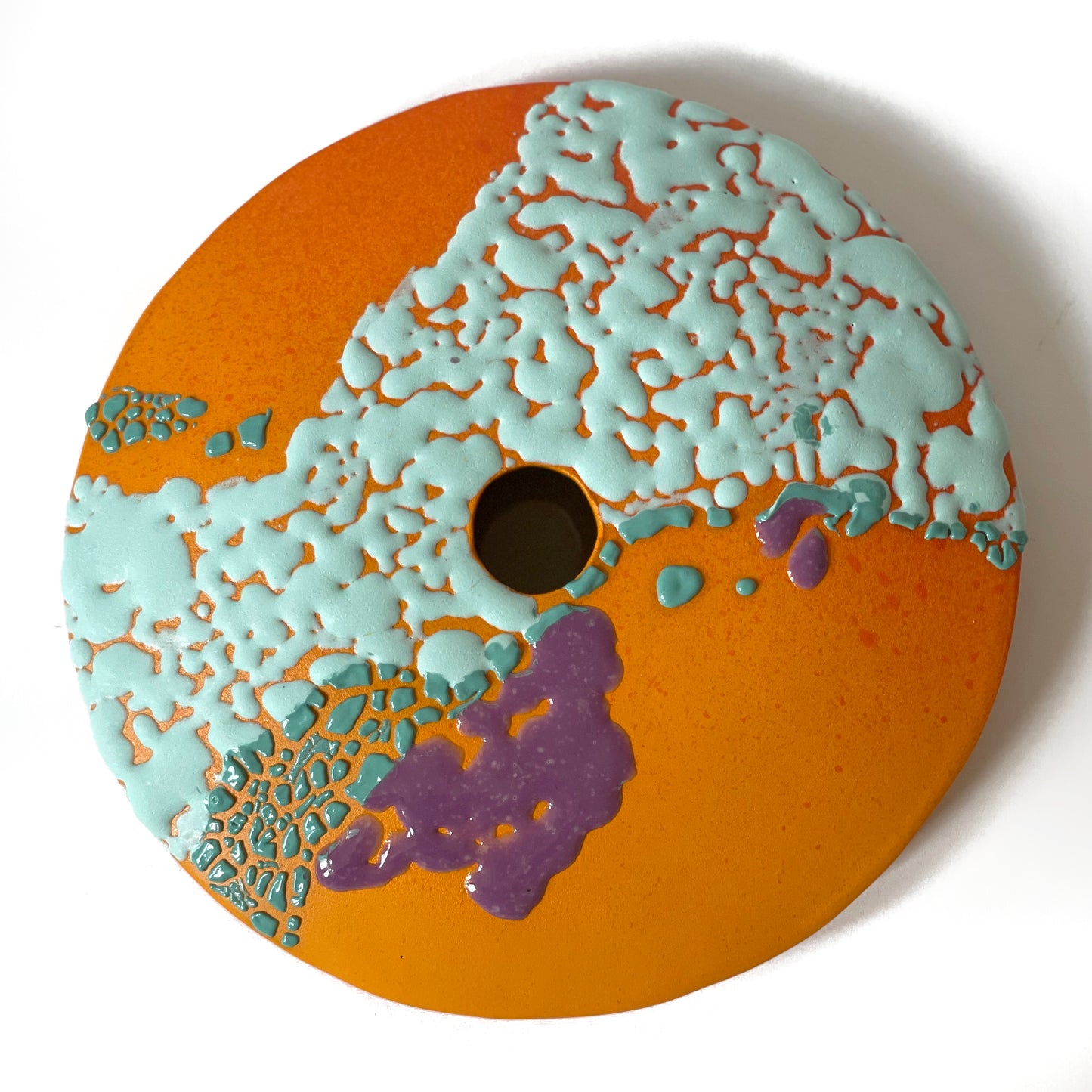 Saucer Vase, Large (Orange/Purple/Turquoises)