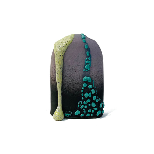Bud Vase, Hump (Violet/Black/Turquoise/Yellow Foam)