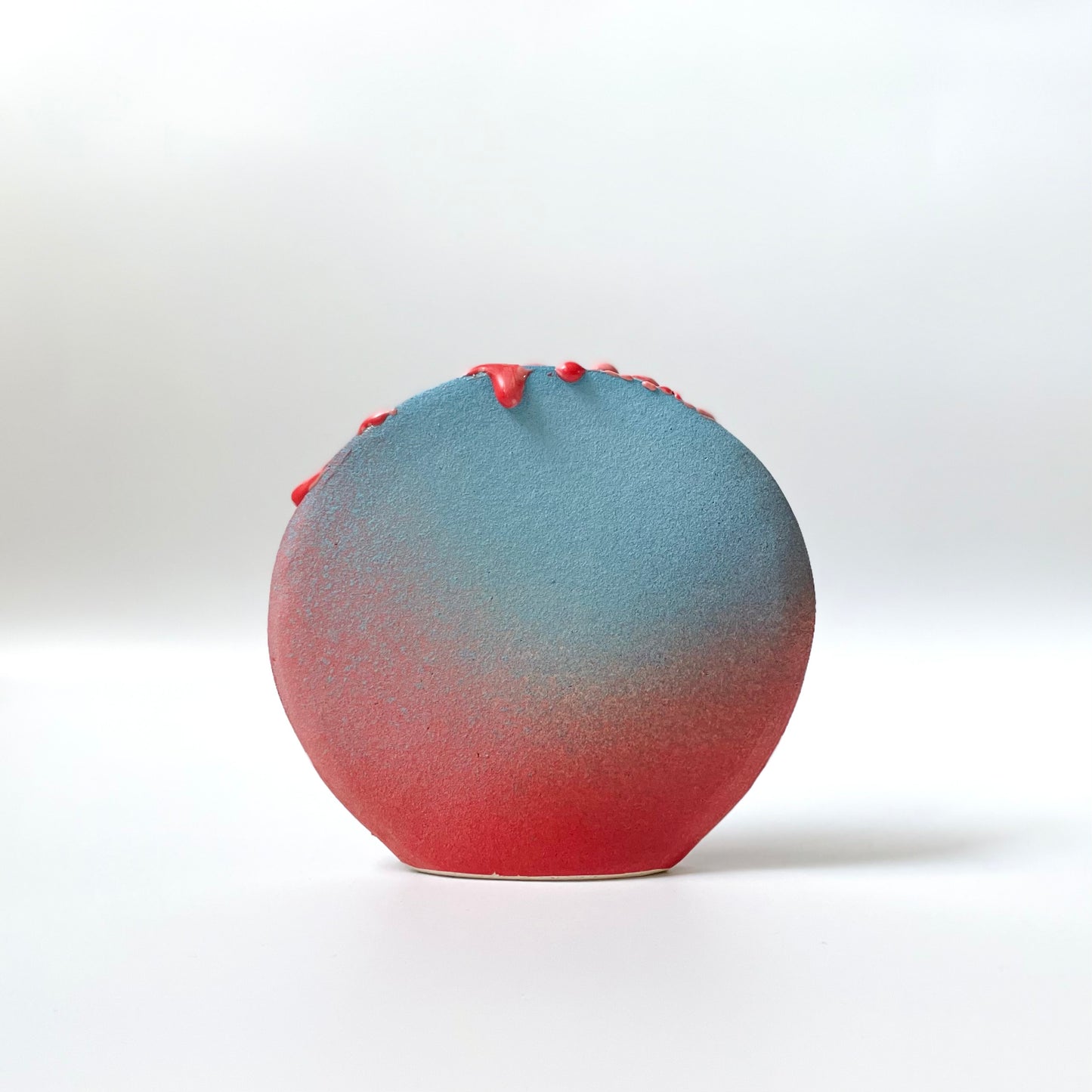 Circle Vase, small (Blue/Red/Pink with Red drips)