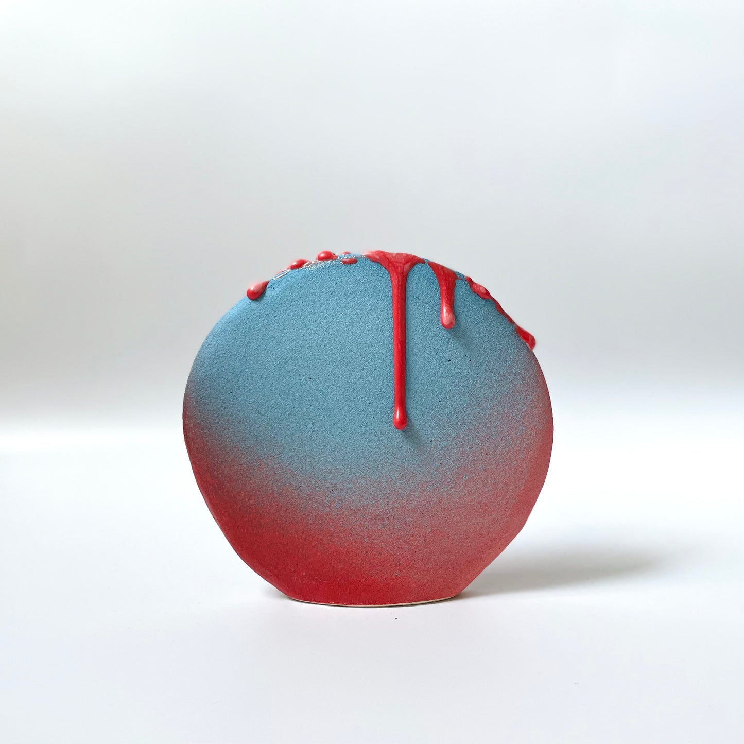 Circle Vase, small (Blue/Red/Pink with Red drips)