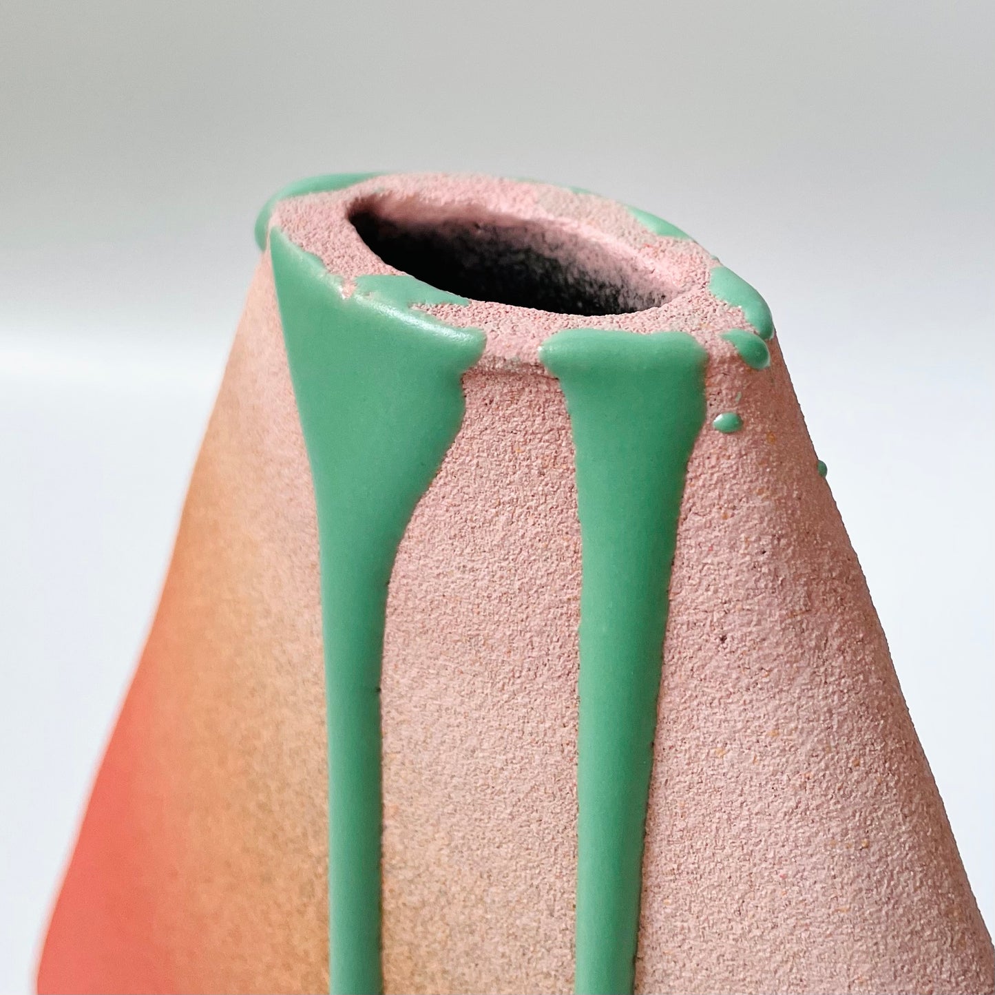 Volcano Vase, Medium (Sunset with Turquoise drips)