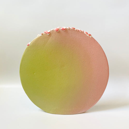 Circle Vase, Large (Chartreuse/Pink with White gloop)
