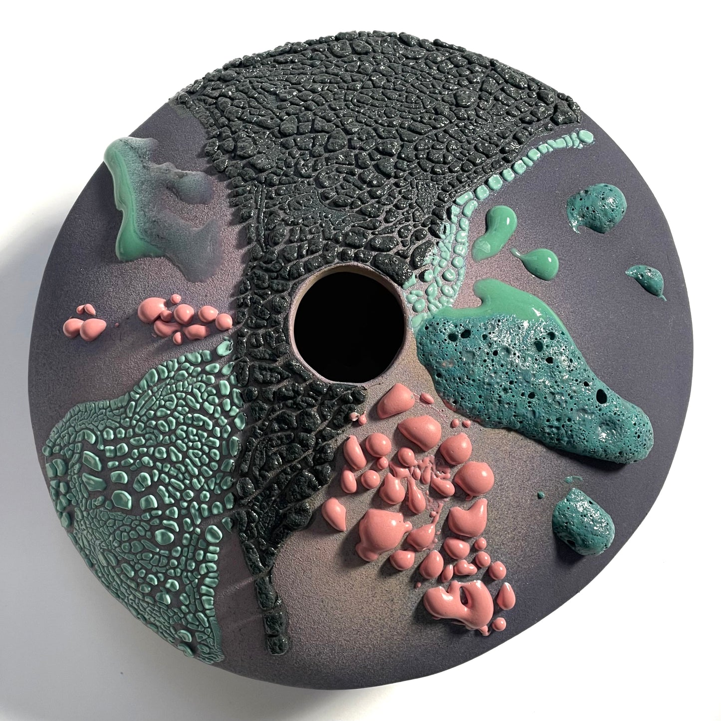 Saucer Vase, Medium (Purple/Black/Turquoise/Pink)